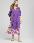 Chicos Floral Poplin Midi Day Dress - PLUM SHADE Chicos Floral Poplin Midi Day Dress - PLUM SHADE