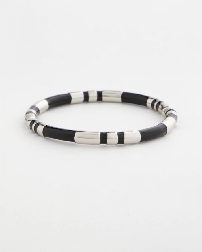 Chicos Black Enamel Hinge Bangle - BLACK