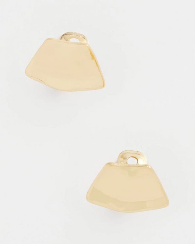 Chicos Gold Fan Clip On Earrings - GOLD