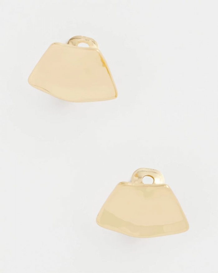 Chicos Gold Fan Clip On Earrings - GOLD