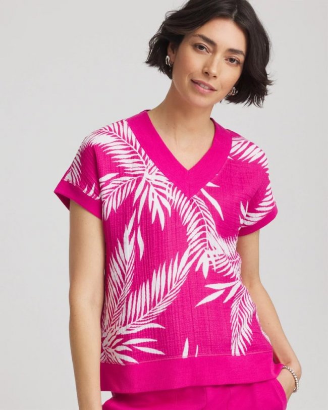 Chicos Zenergy® Tropical Gauze Top - CRUSHED BERRIES