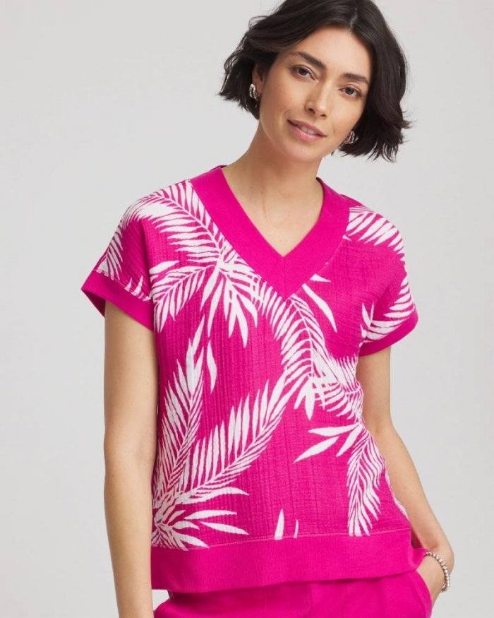 Chicos Zenergy® Tropical Gauze Top - CRUSHED BERRIES