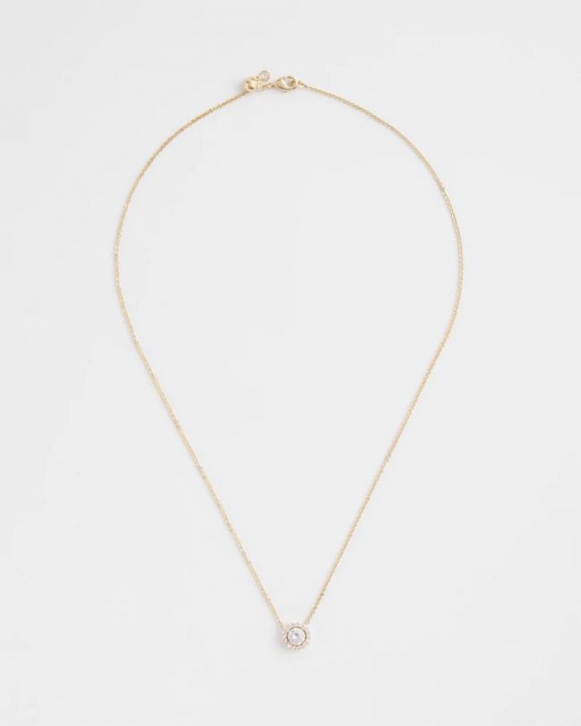 Chicos Gold Tone Drop Stone Necklace - GOLD
