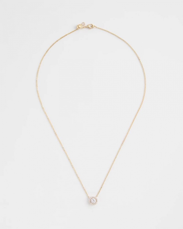 Chicos Gold Tone Drop Stone Necklace - GOLD