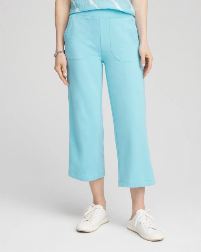 Chicos Zenergy® French Terry Gauze-Inset Cropped Pants - PARADISO BLUE