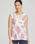 Chicos Floral Sleeveless V-Neck Tank - ALABASTER Chicos Floral Sleeveless V-Neck Tank - ALABASTER