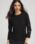 Chicos Heart Sleeve Detail Tee - BLACK Chicos Heart Sleeve Detail Tee - BLACK