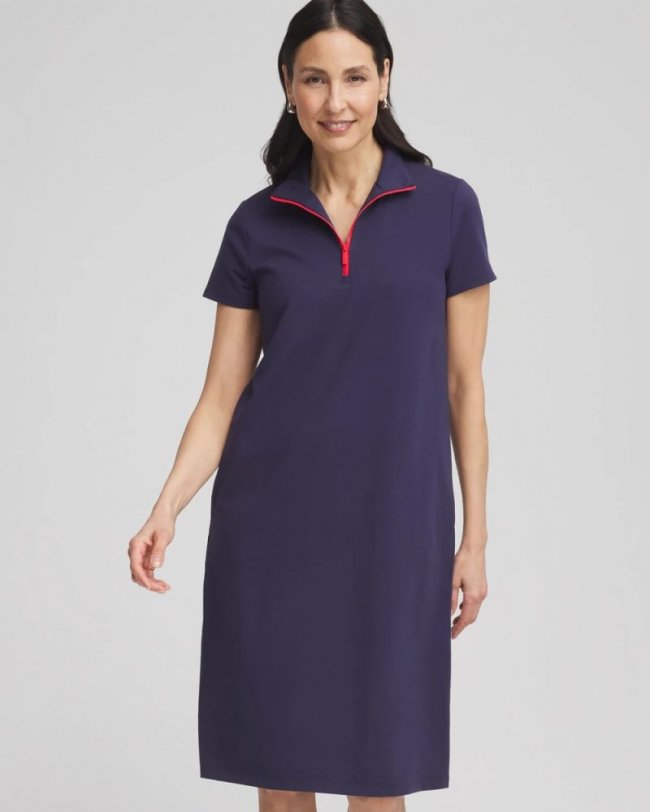 Chicos Zenergy® UPF Half-Zip Dress - PASSPORT BLUE