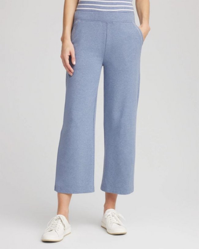 Chicos Zenergy® French Terry Cropped Pants - FADED INDIGO HEATHER MED