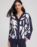 Chicos Satin Geo Print Blouse - PASSPORT BLUE Chicos Satin Geo Print Blouse - PASSPORT BLUE