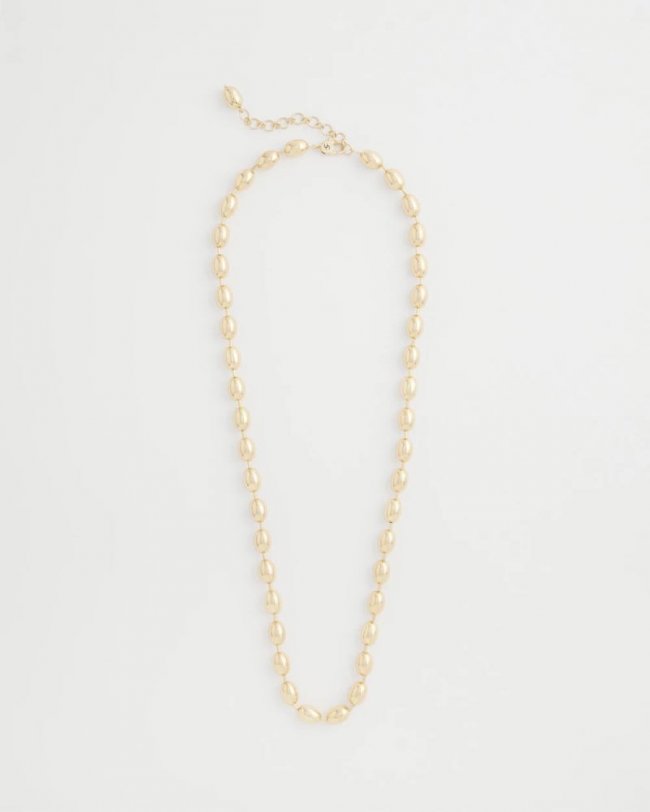 Chicos Gold Bead Long Single Strand Necklace - GOLD