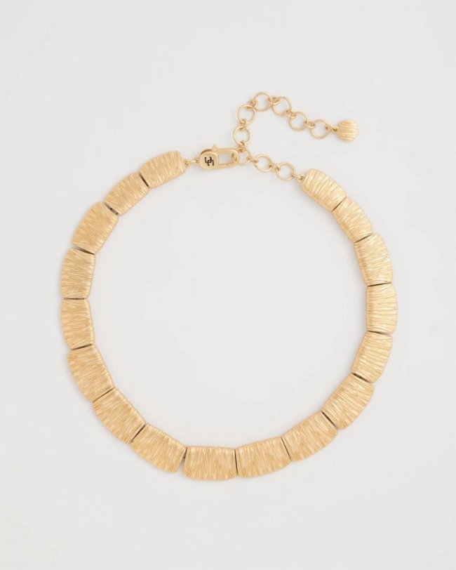 Chicos Crinkle Goldtone Collar Necklace - GOLD