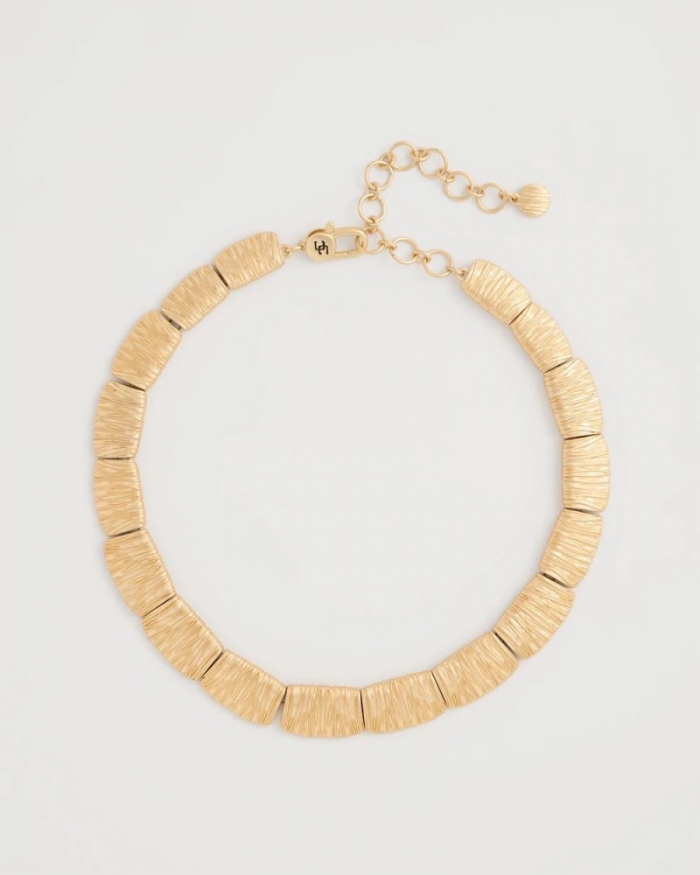 Chicos Crinkle Goldtone Collar Necklace - GOLD