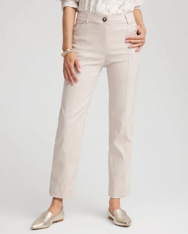 Chicos Emme Straight Ankle Pants - SMOKEY TAUPE