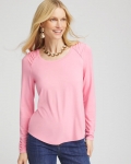 Chicos Touch of Cool™ Shirred Shoulder Tee - SUNSET DUNES