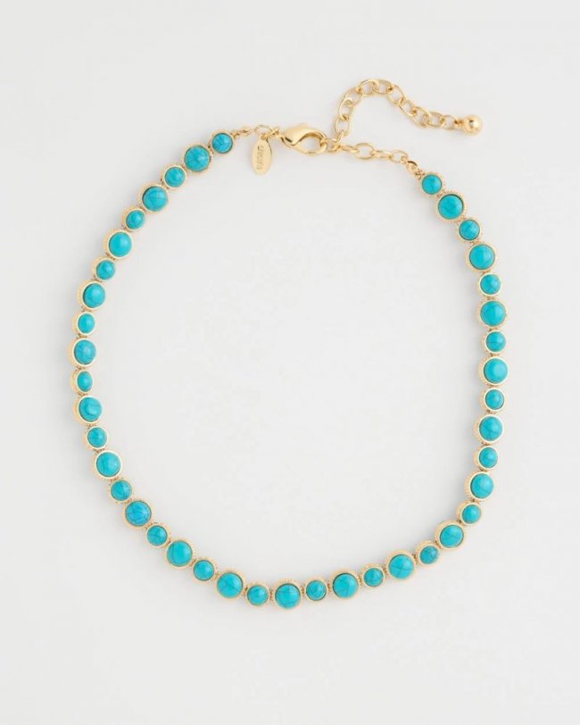 Chicos Turquoise Resin Short Necklace - AQUA