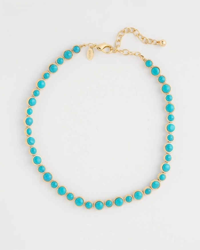 Chicos Turquoise Resin Short Necklace - AQUA
