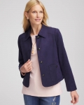 Chicos Suede Cropped Jacket - PASSPORT BLUE