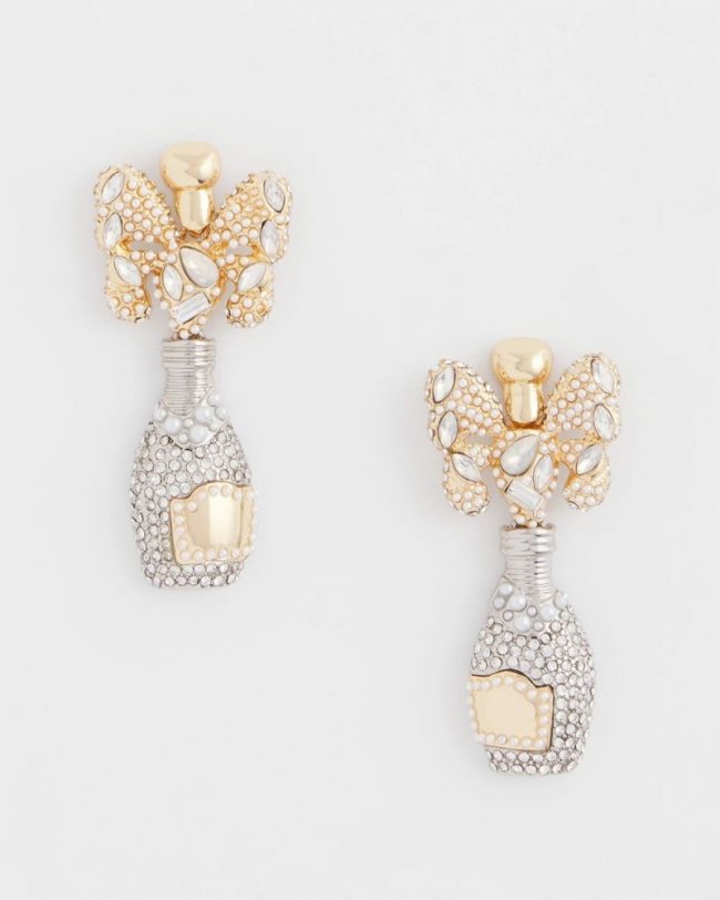 Chicos Champagne Bottle Drop Earrings - MIXED METALS
