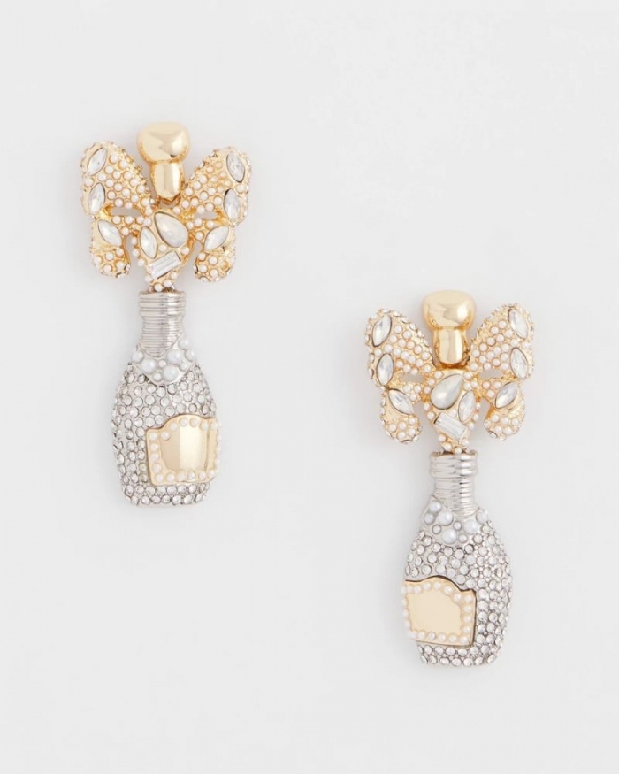 Chicos Champagne Bottle Drop Earrings - MIXED METALS