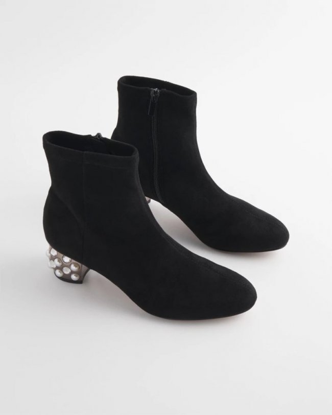 Chicos Danika Embellished Vegan Suede Boots - BLACK