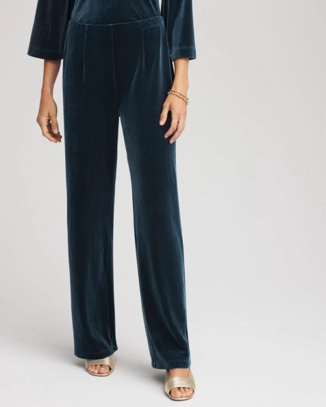 Chicos Travelers™ Velvet No Tummy Pants - TEAL SHADOW
