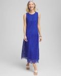 Chicos Sleeveless Medallion Lace Maxi Dress - RICH COBALT