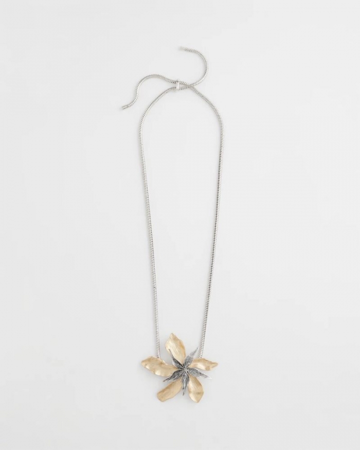 Chicos Chico's Originals Mixed Metal Flower Pendant Necklace - MIXED METALS