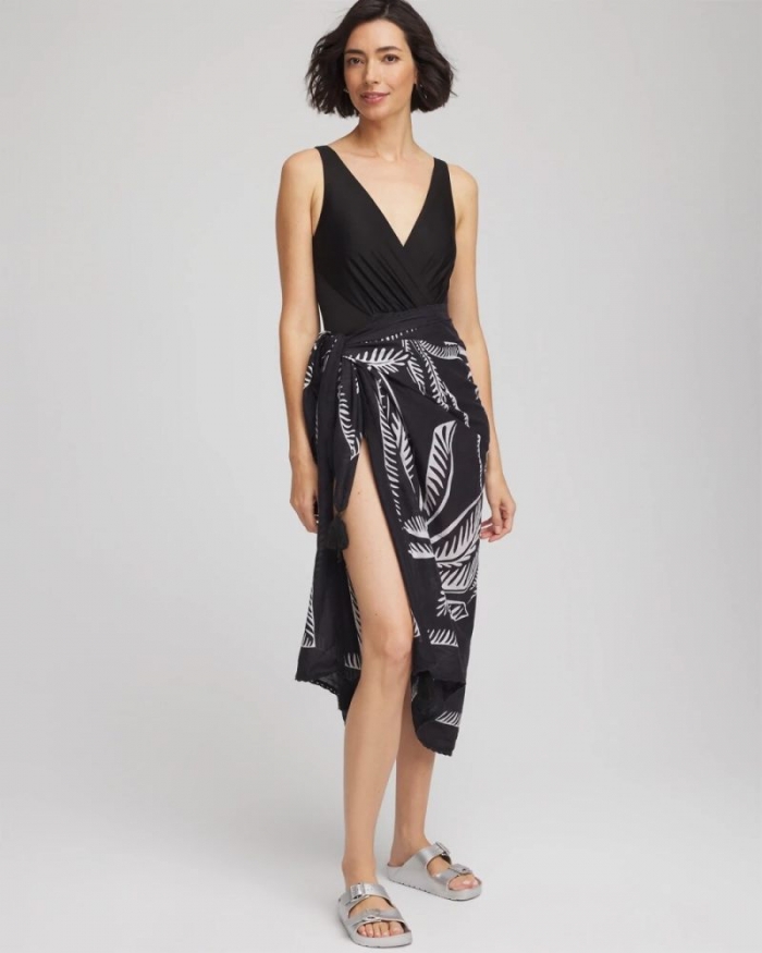 Chicos Magicsuit® Hearts of Palm Pareo - BLACK/MULTI