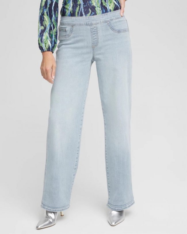 Chicos Pull On Wide Jean - DELPHINIA INDIGO