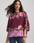 Chicos Printed Boatneck Pullover Poncho - DEEP CHIANTI Chicos Printed Boatneck Pullover Poncho - DEEP CHIANTI
