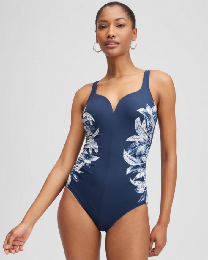 Chicos Miraclesuit Tropica Toile Temptress One Piece - NAVY