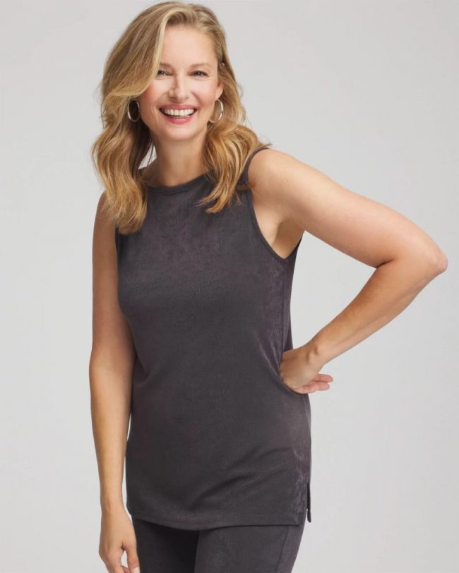 Chicos Travelers™ Classic Side-Slit Tank - SERENE GRAY