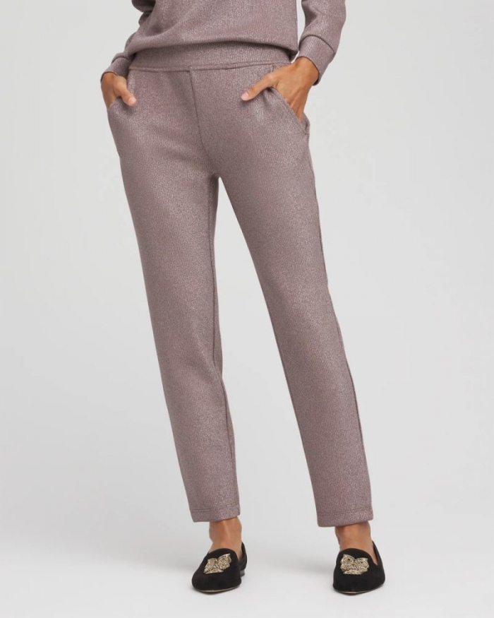 Chicos Zenergy® Sparkle Tapered Ankle Pants - WALNUT