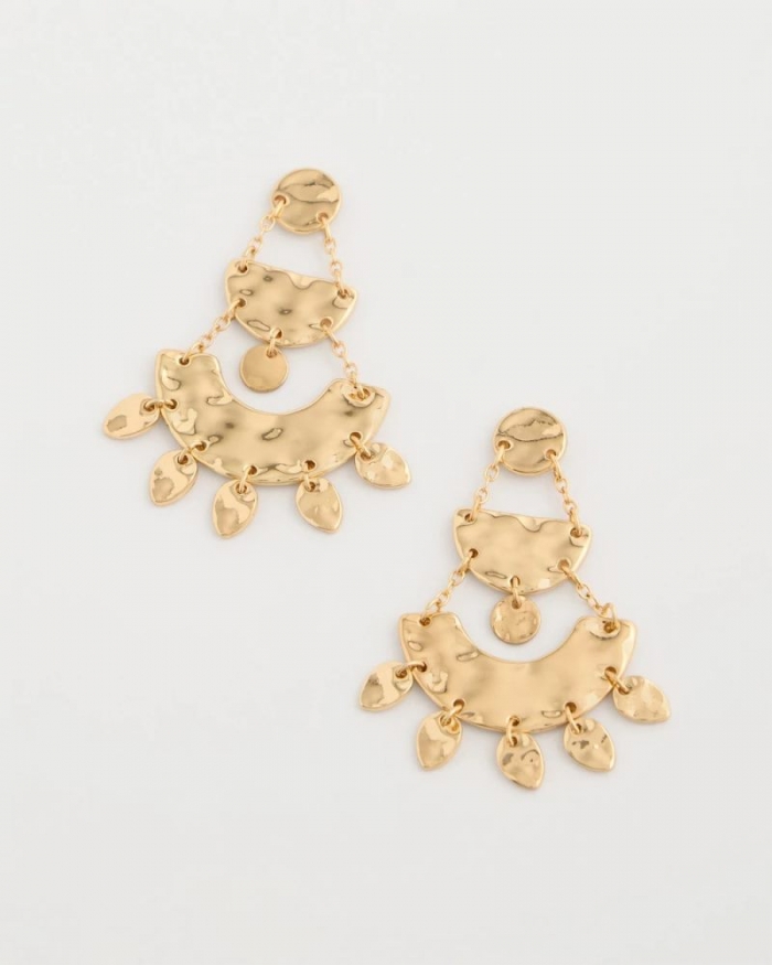 Chicos Hammered Chandelier Earrings - GOLD