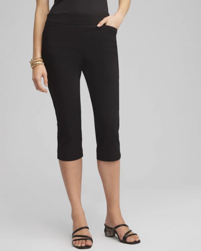 Chicos Brigitte™ Pull-On Rivet Slim Capris - BLACK Chicos Brigitte™ Pull-On Rivet Slim Capris - BLACK