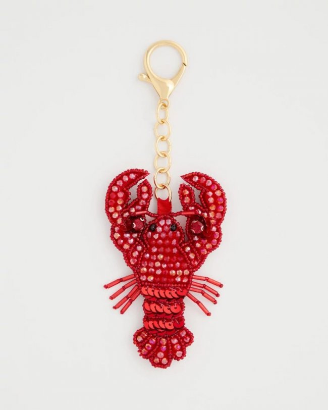 Chicos Americana Lobster Bag Charm Key Chain - RED