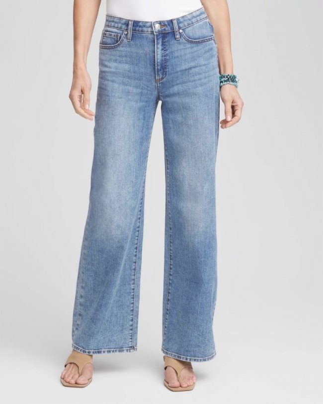 Chicos High Rise Wide Leg Jeans - FARRAH INDIGO