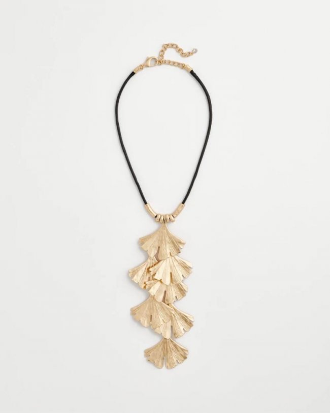 Chicos Chico's Originals Gold Ginkgo Pendant Necklace - GOLD