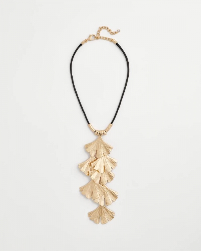 Chicos Chico's Originals Gold Ginkgo Pendant Necklace - GOLD