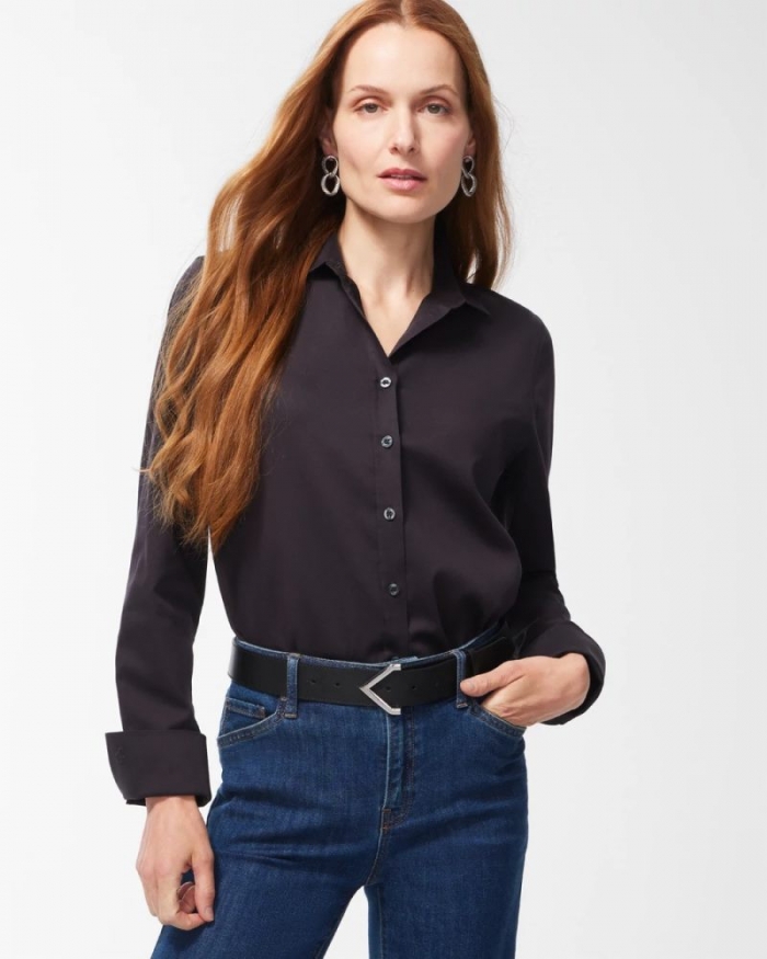 Chicos No Iron Stretch Shirt - BLACK