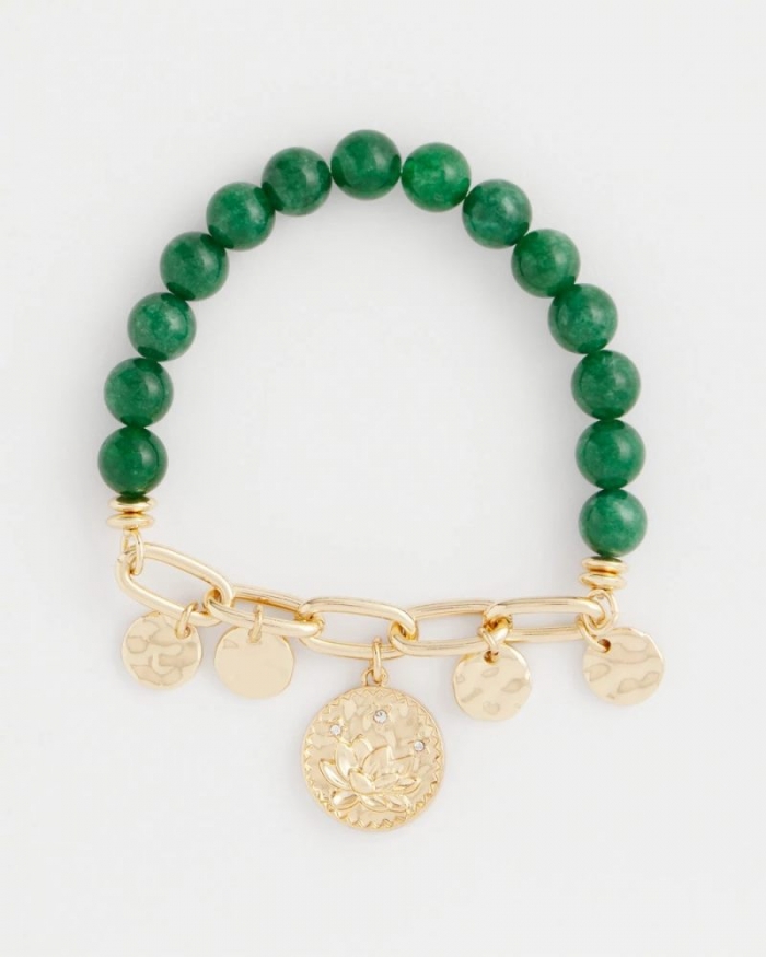 Chicos Green Jade Stone Charm Bracelet - GREEN