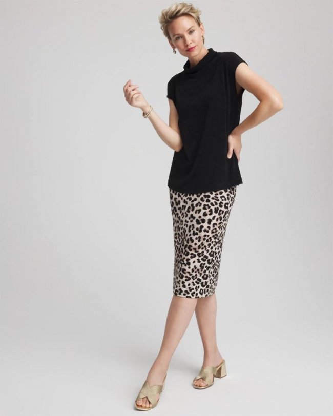 Chicos Travelers™ No Tummy Animal-Print Pencil Skirt - DEEP TAUPE