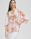 Chicos Satin Floral Keyhole Neck Blouse - PORCELAIN ROSE Chicos Satin Floral Keyhole Neck Blouse - PORCELAIN ROSE