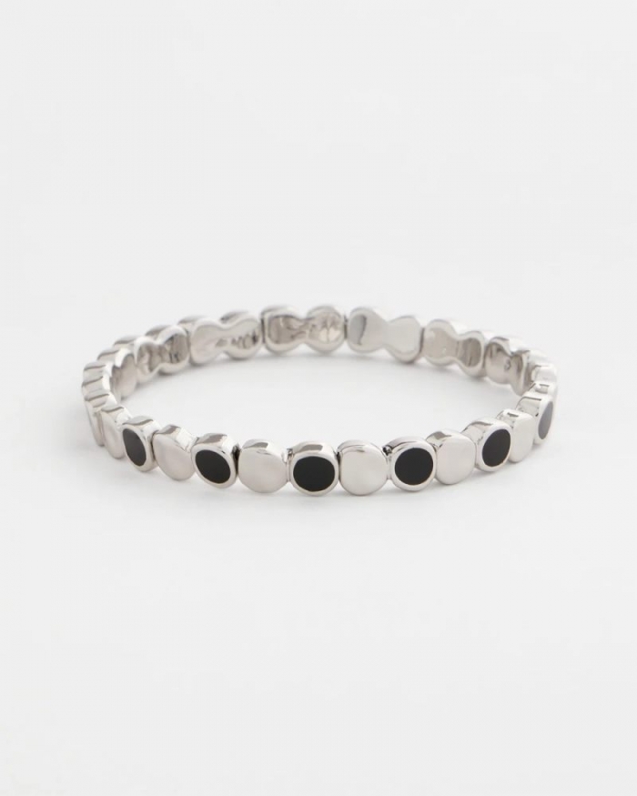 Chicos Black Mini Circle Stretch Bracelet - BLACK