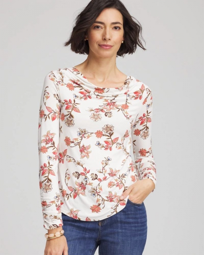 Chicos Touch of Cool™ Long-Sleeved Cowlneck Tee - ECRU