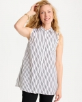 Chicos Poplin Cotton Collared Striped Tunic - BLACK Chicos Poplin Cotton Collared Striped Tunic - BLACK