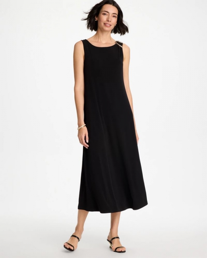 Chicos Travelers™ Knit Buckle Maxi Dress - BLACK