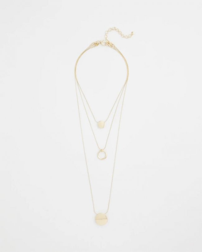 Chicos Gold Triple Pendant Necklace - GOLD