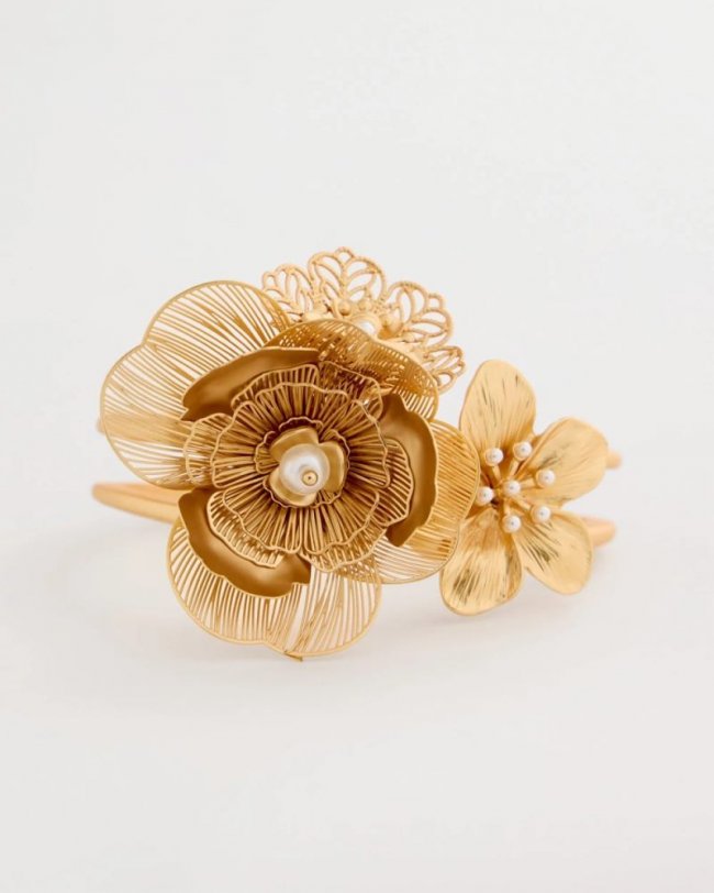 Chicos Filigree Flower Hinge Cuff Bracelet - GOLD Chicos Filigree Flower Hinge Cuff Bracelet - GOLD